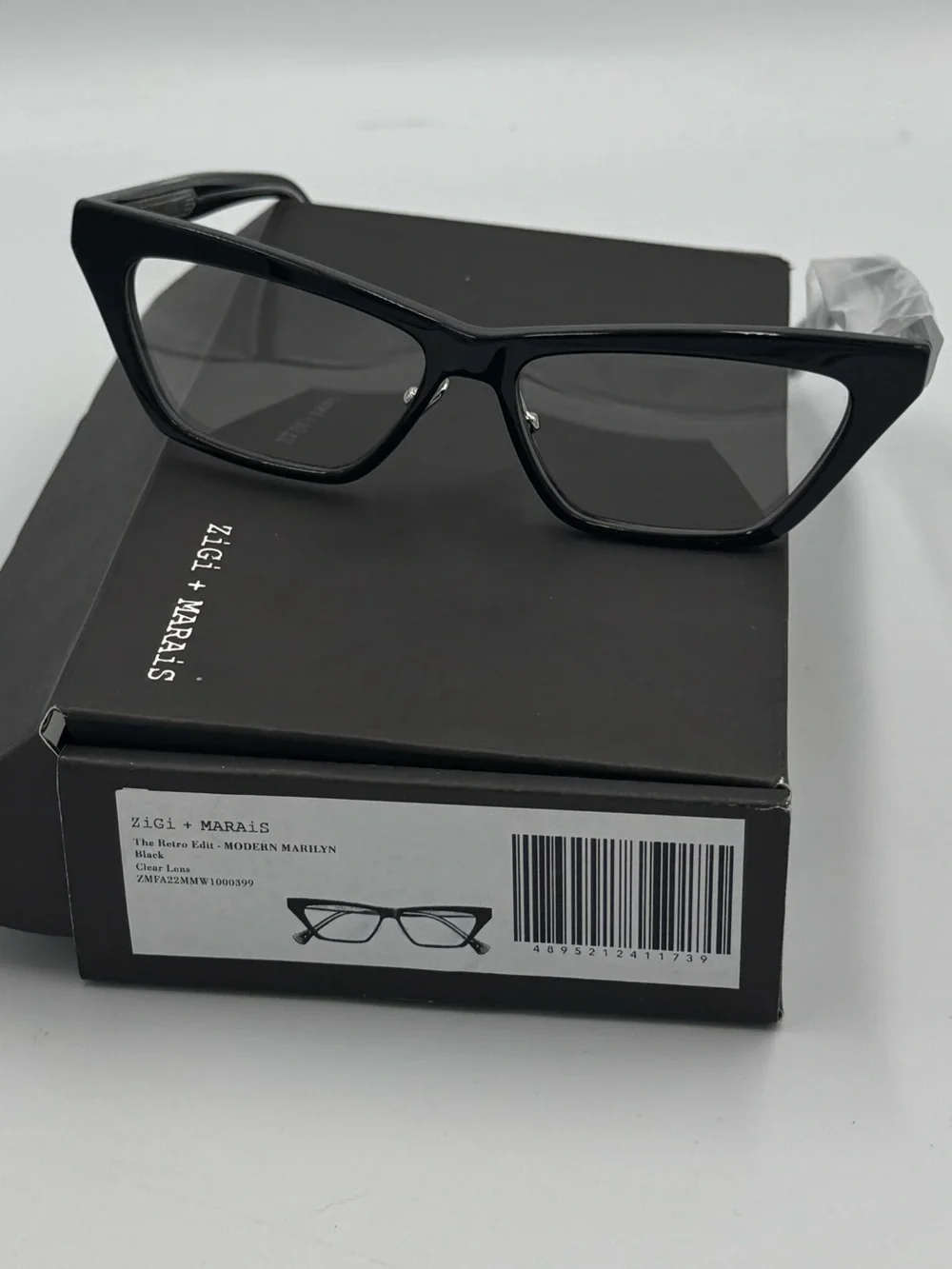 ZiGi + MARAiS Modern Marilyn Blue Light Glasses Black Clear Lens NIB